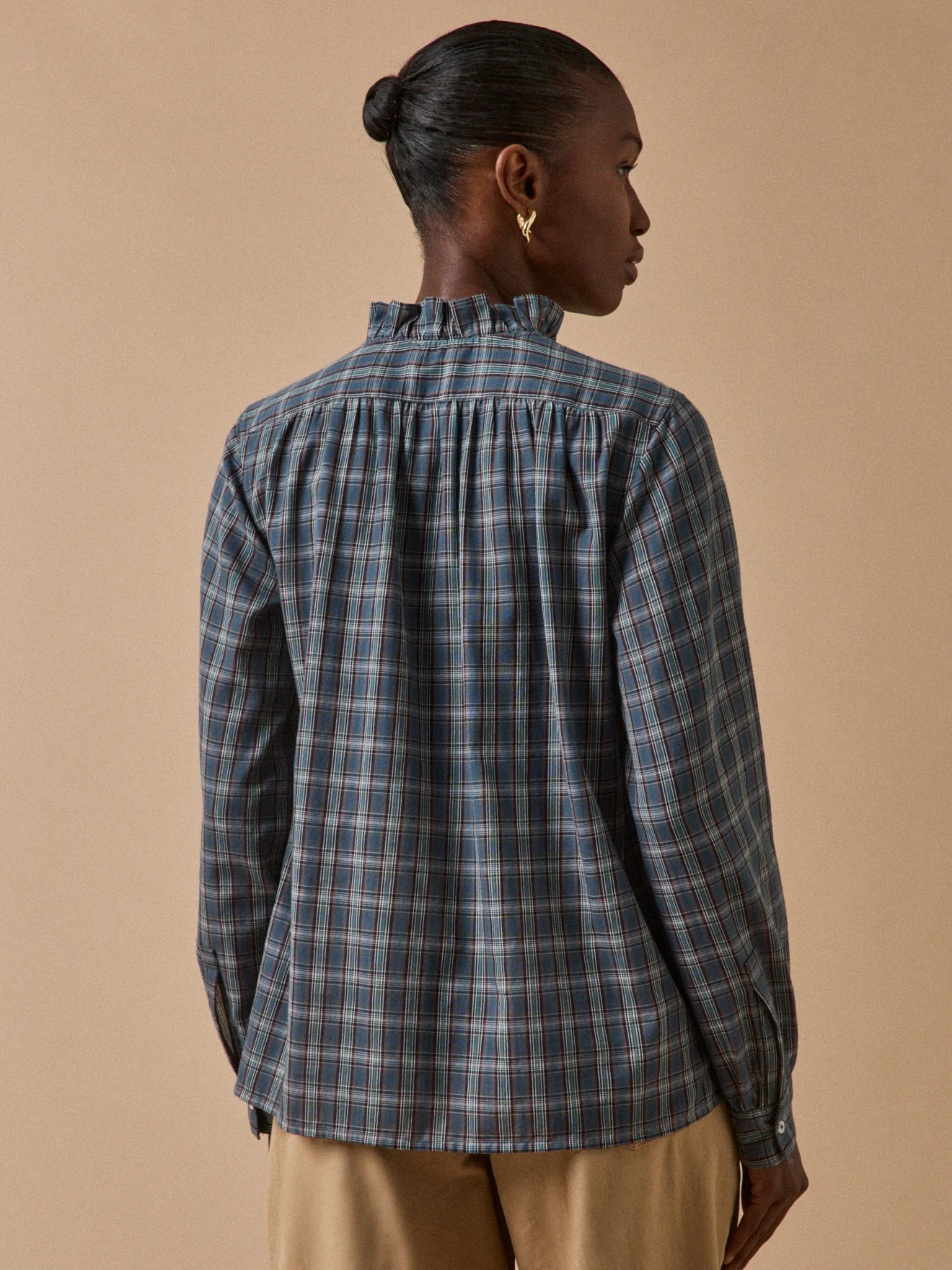 Blouse volantée imprimé écossais femme - Image 2