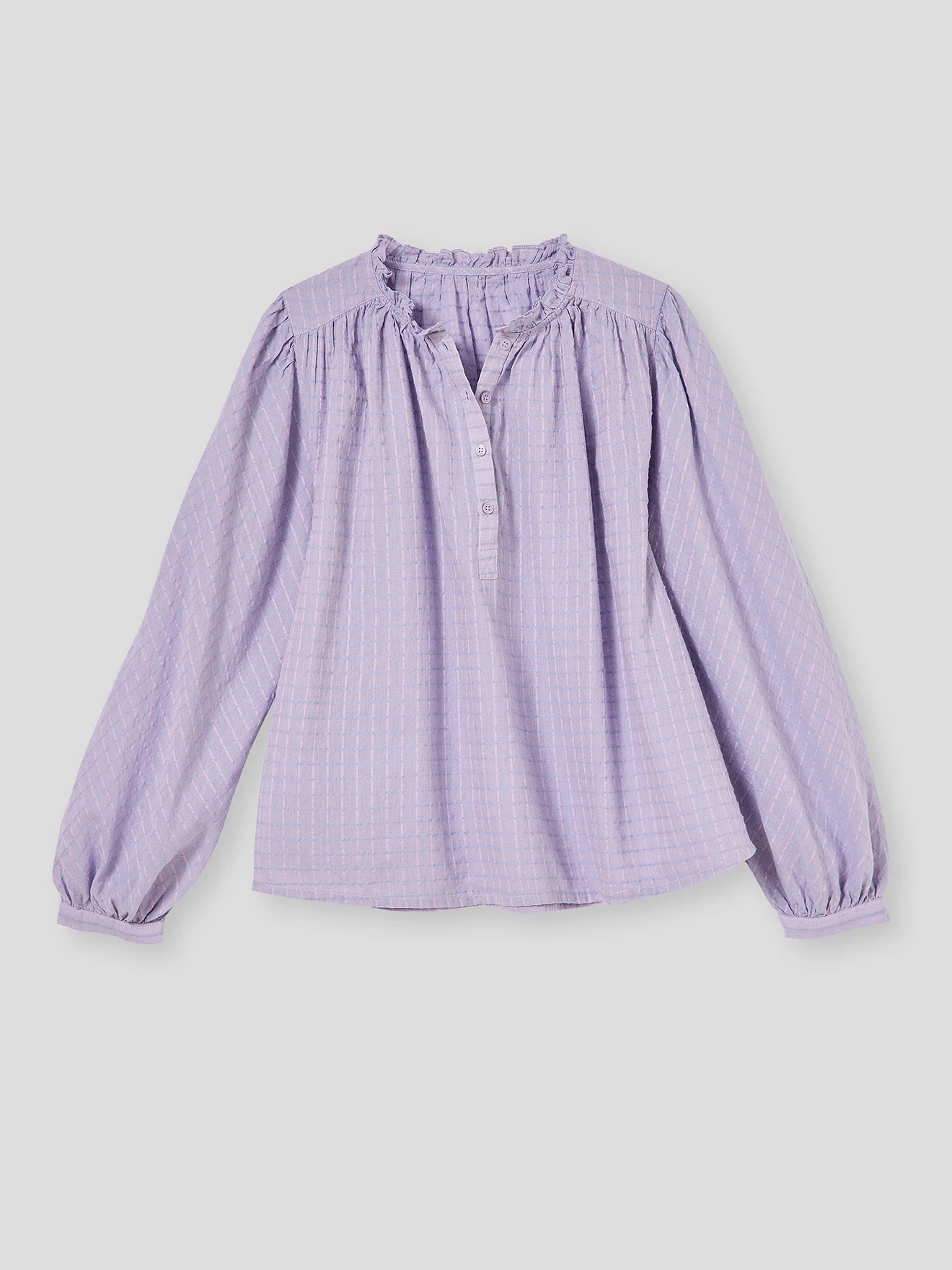 Blouse coton dobby carreaux femme - Image 5