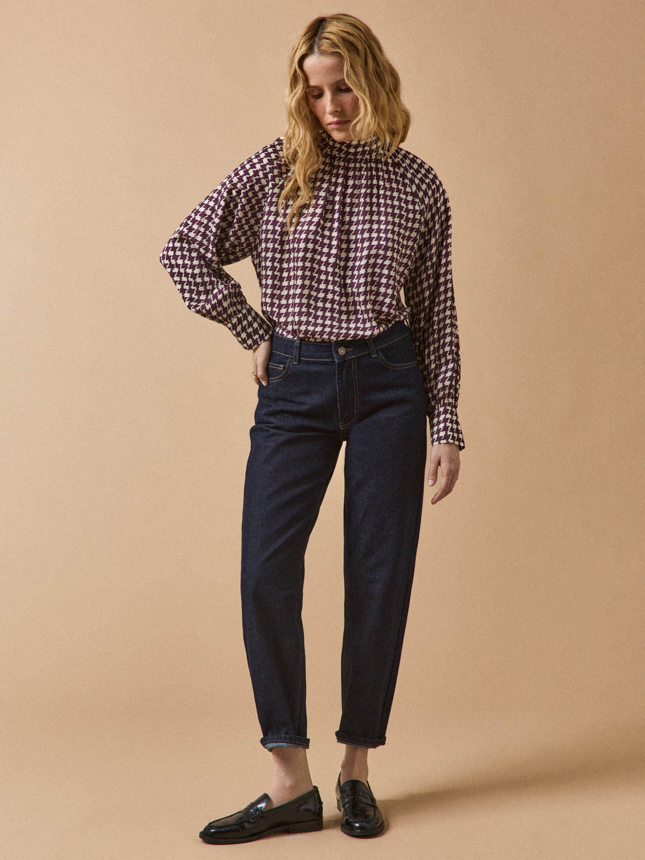Blouse femme imprimé pied-de-coq - Image 7