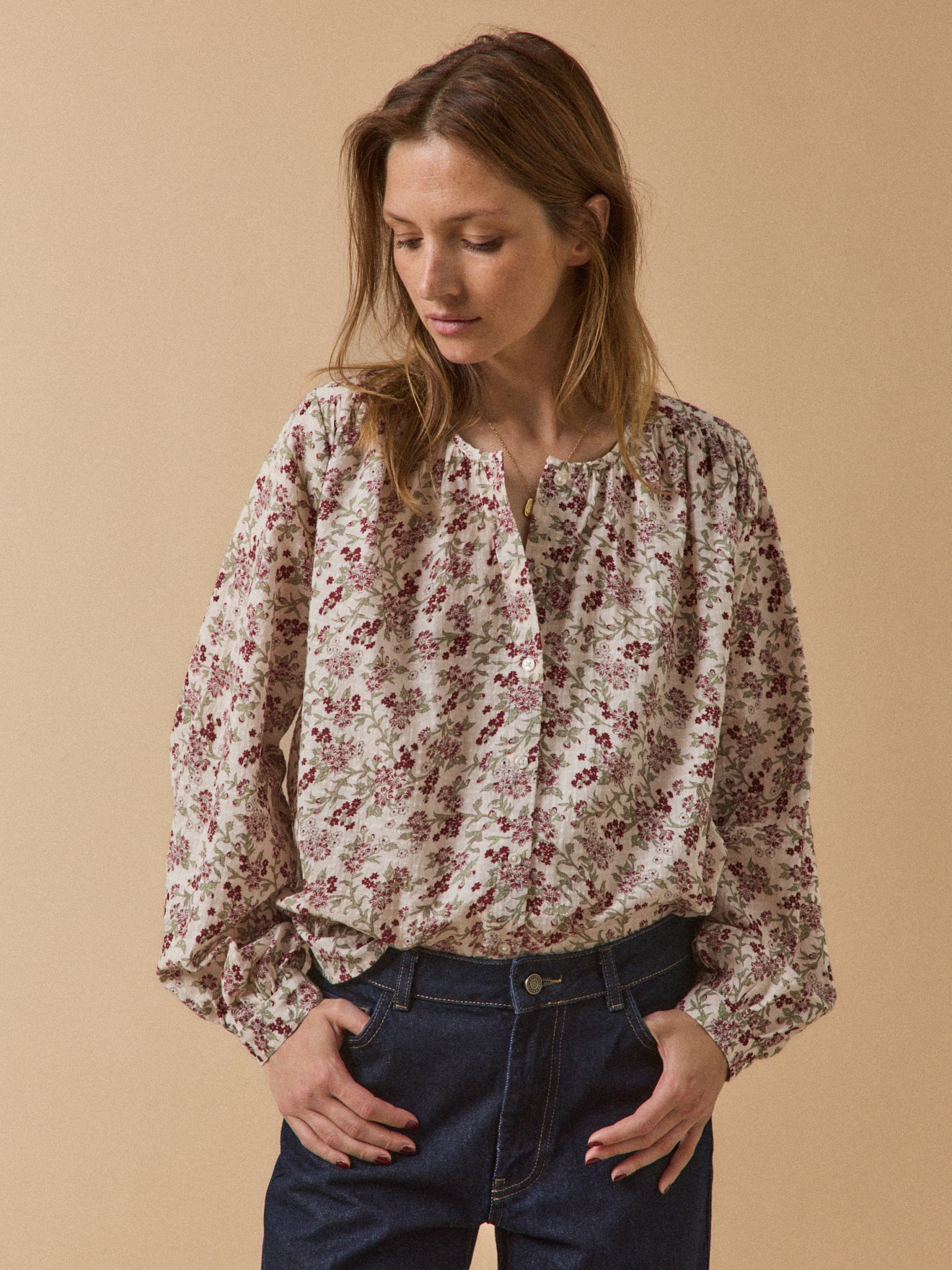 Blouse femme tissu texturé imprimé Mathilde