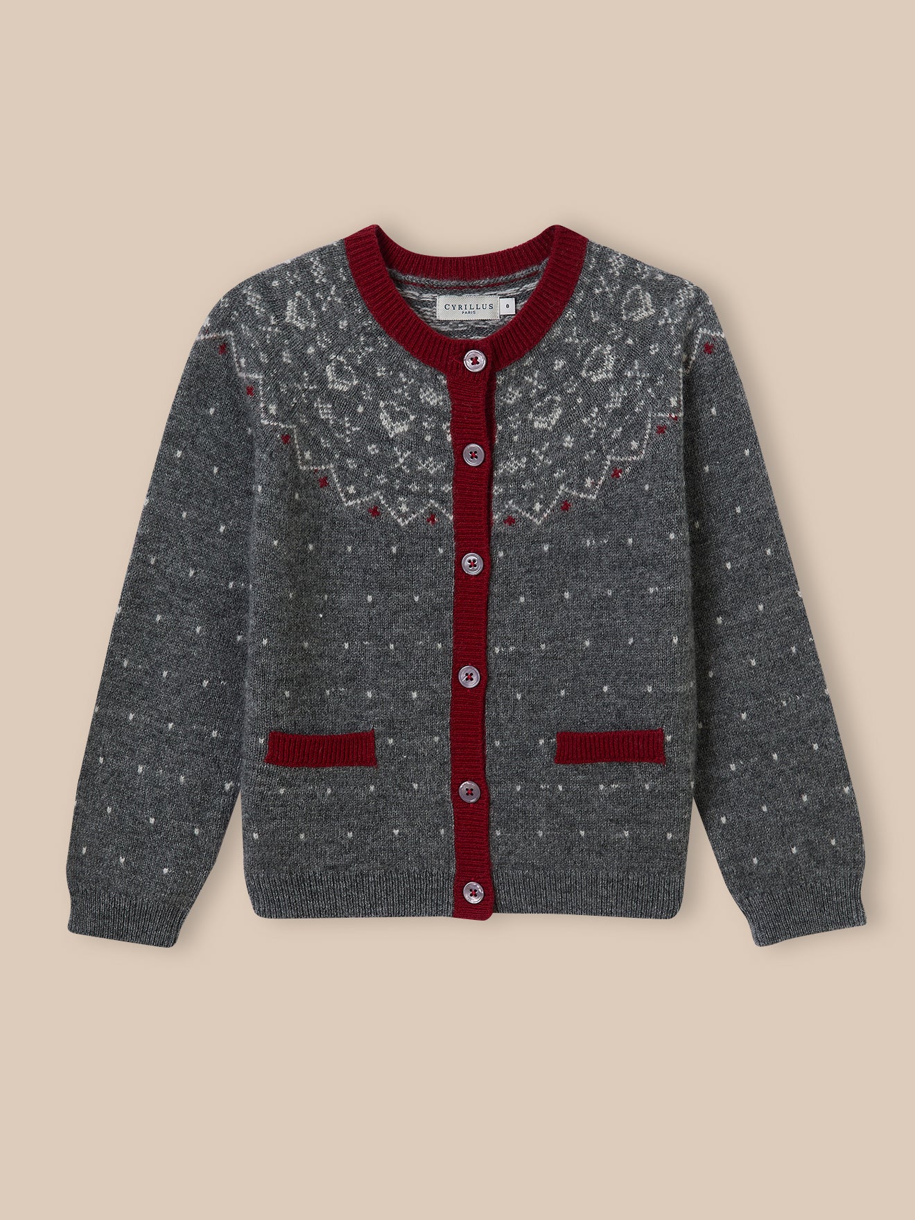 Cardigan jacquard en laine Fille - Image 4