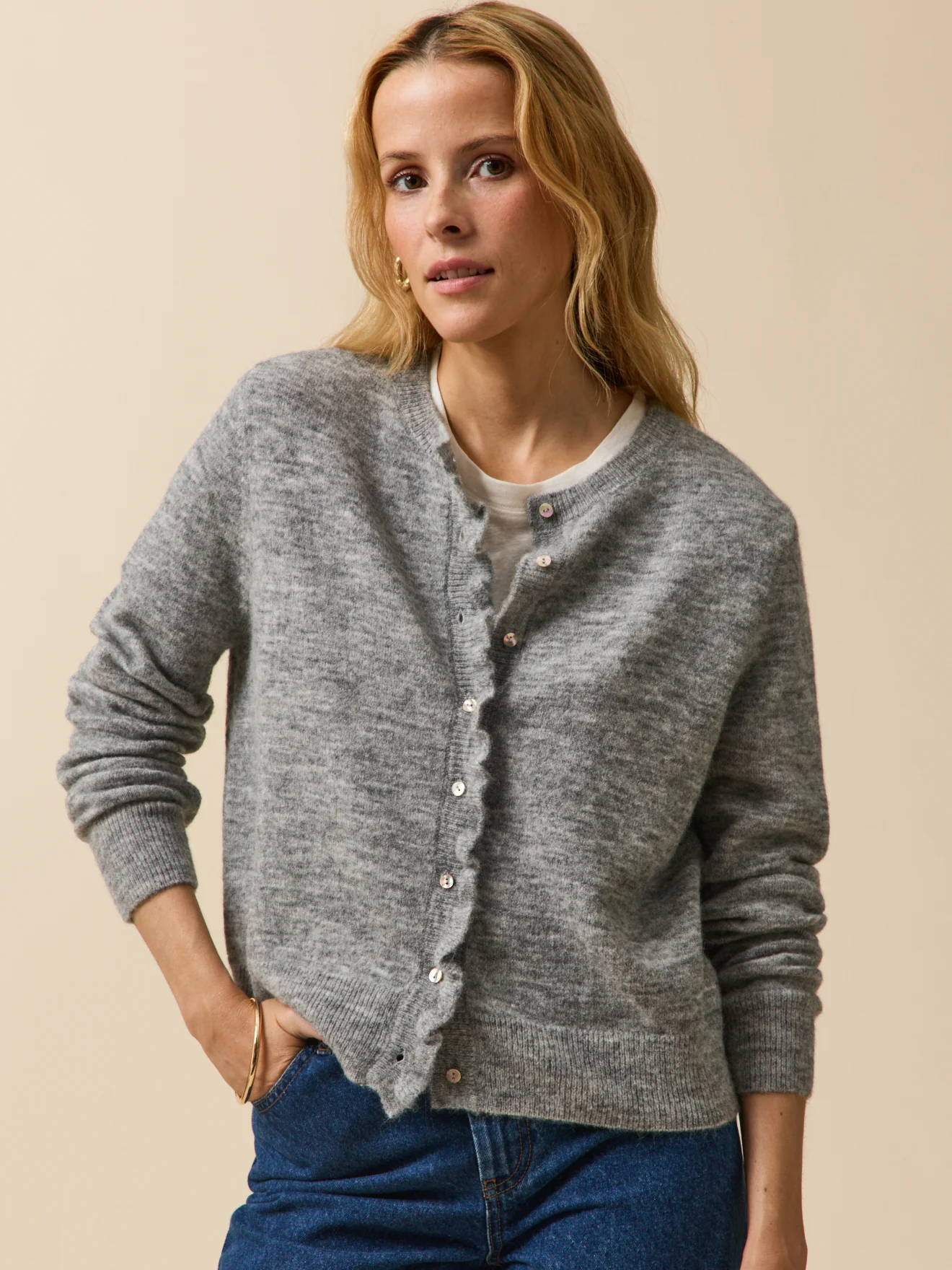 Gilet volanté femme avec laine et alpaga - Image 4