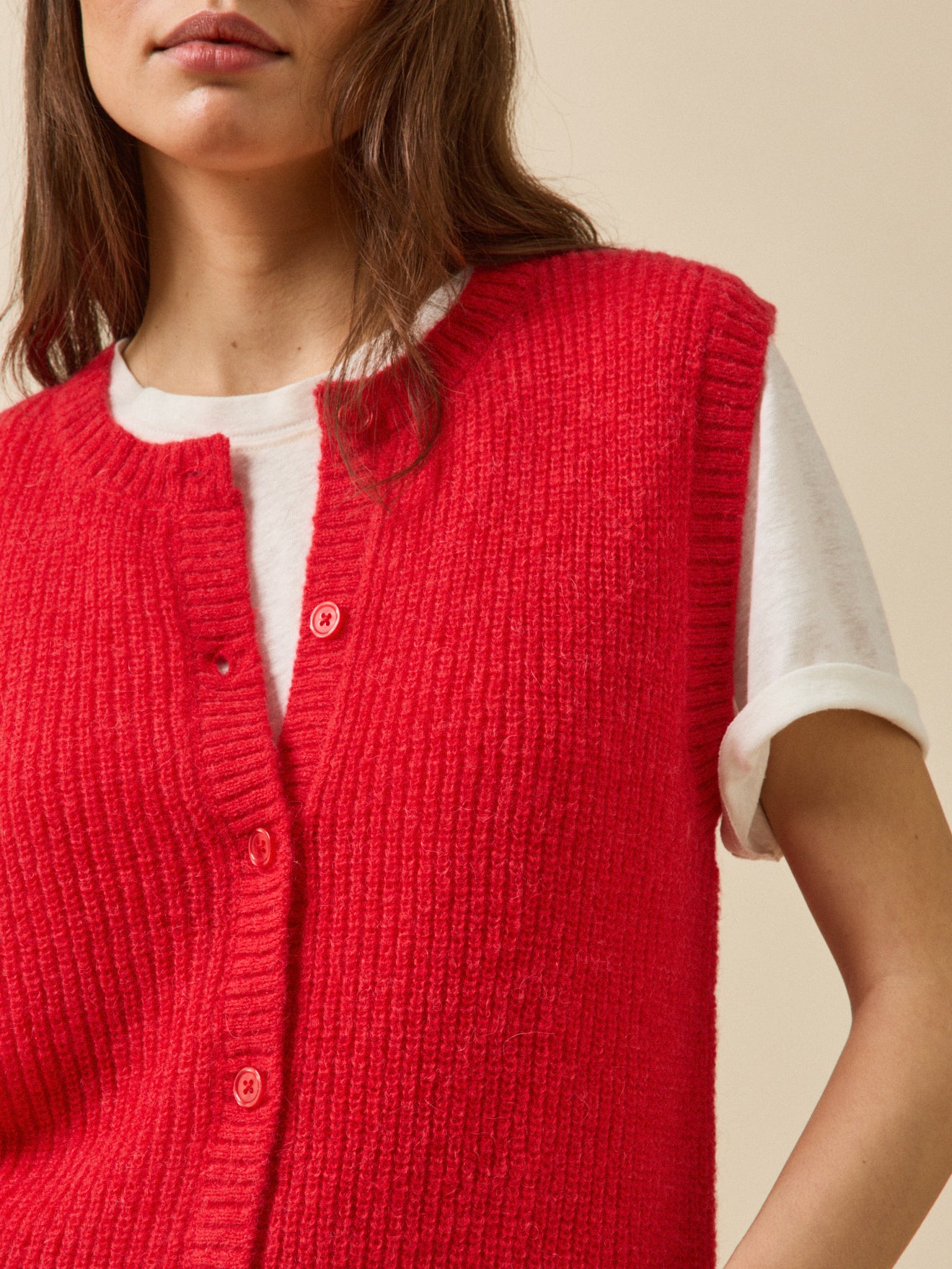 Gilet sans manches femme avec laine, alpaga et mohair - Image 3