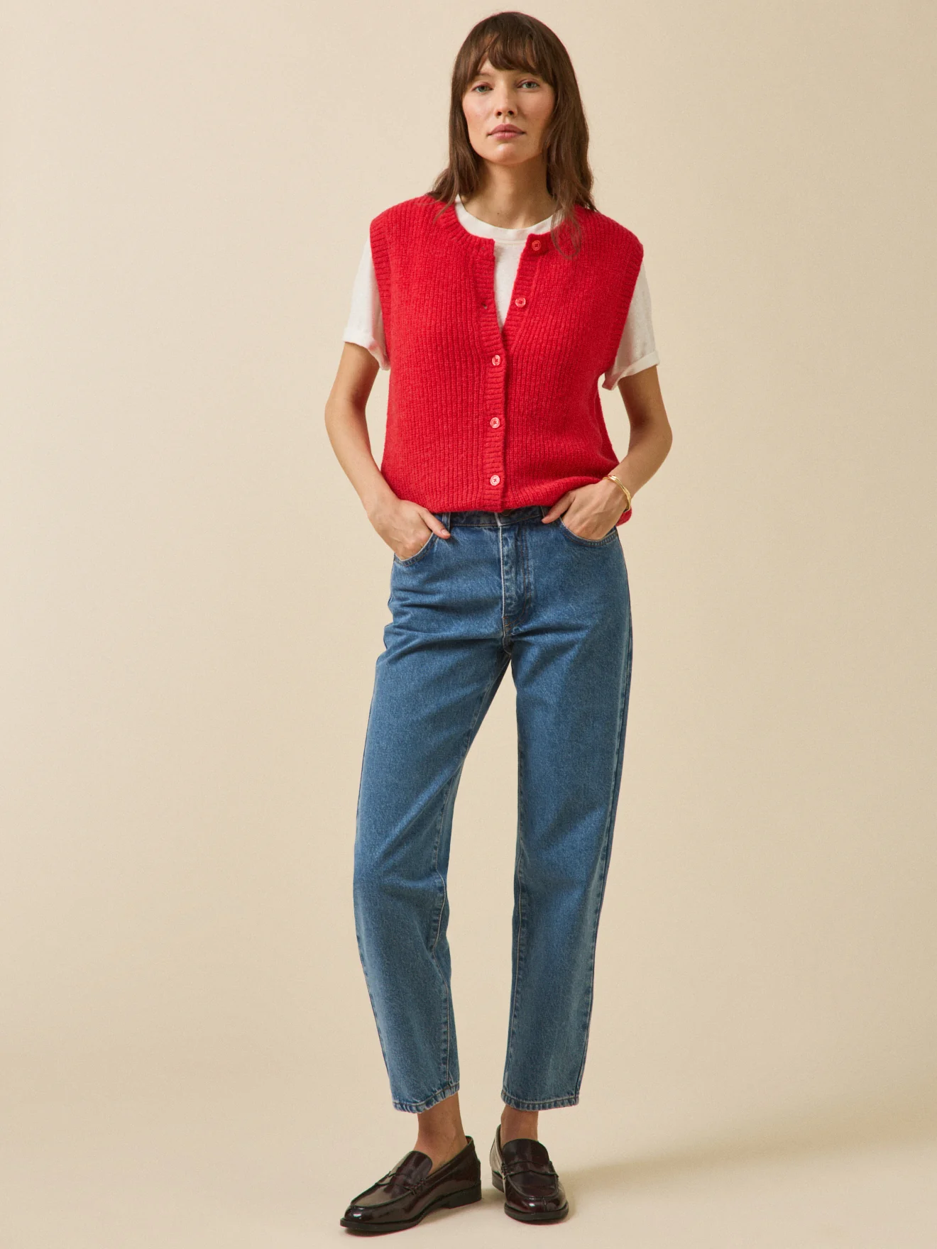 Gilet sans manches femme avec laine, alpaga et mohair - Image 4
