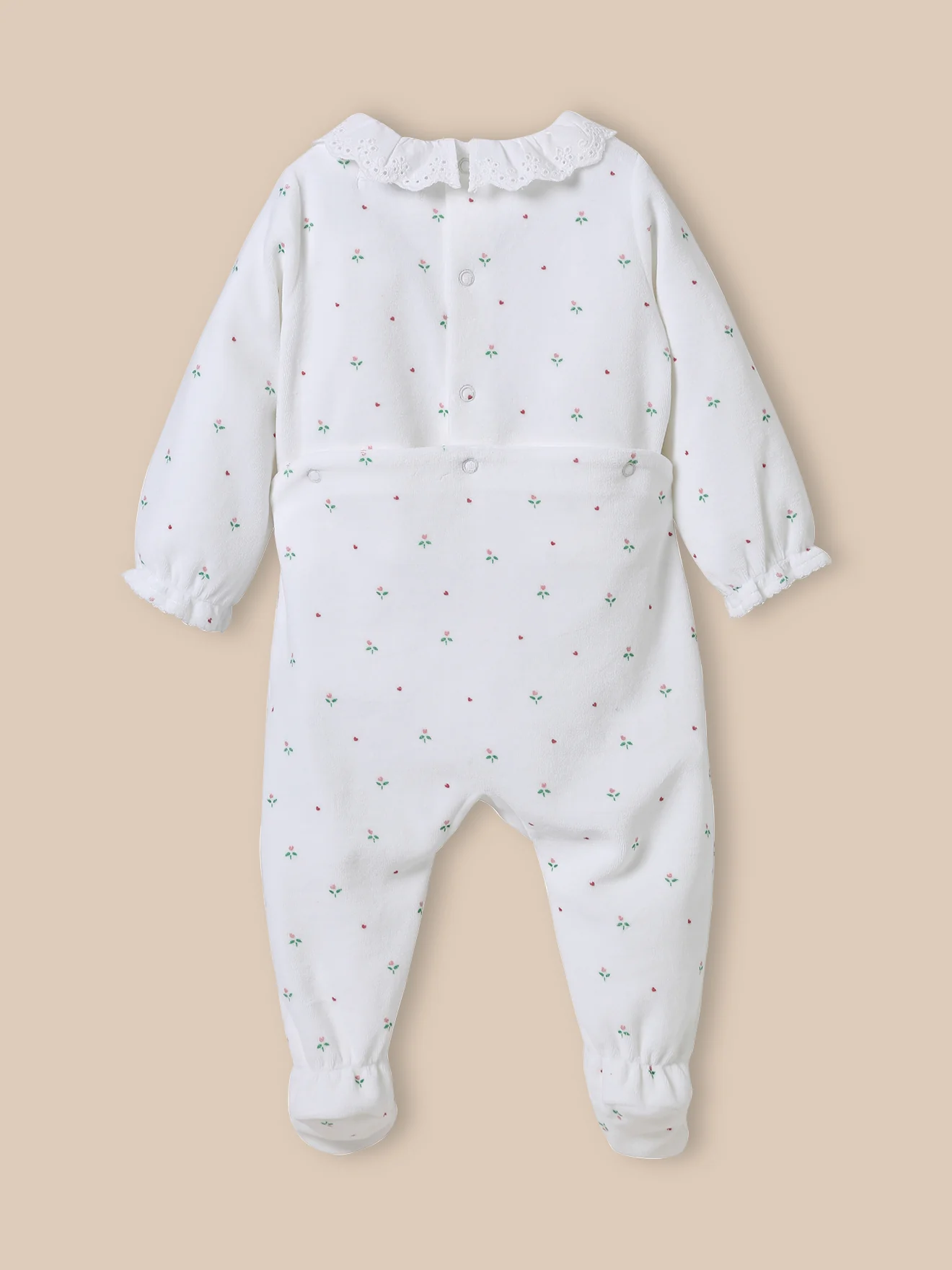 Dors-bien en velours Bébé col en broderie anglaise - Image 2