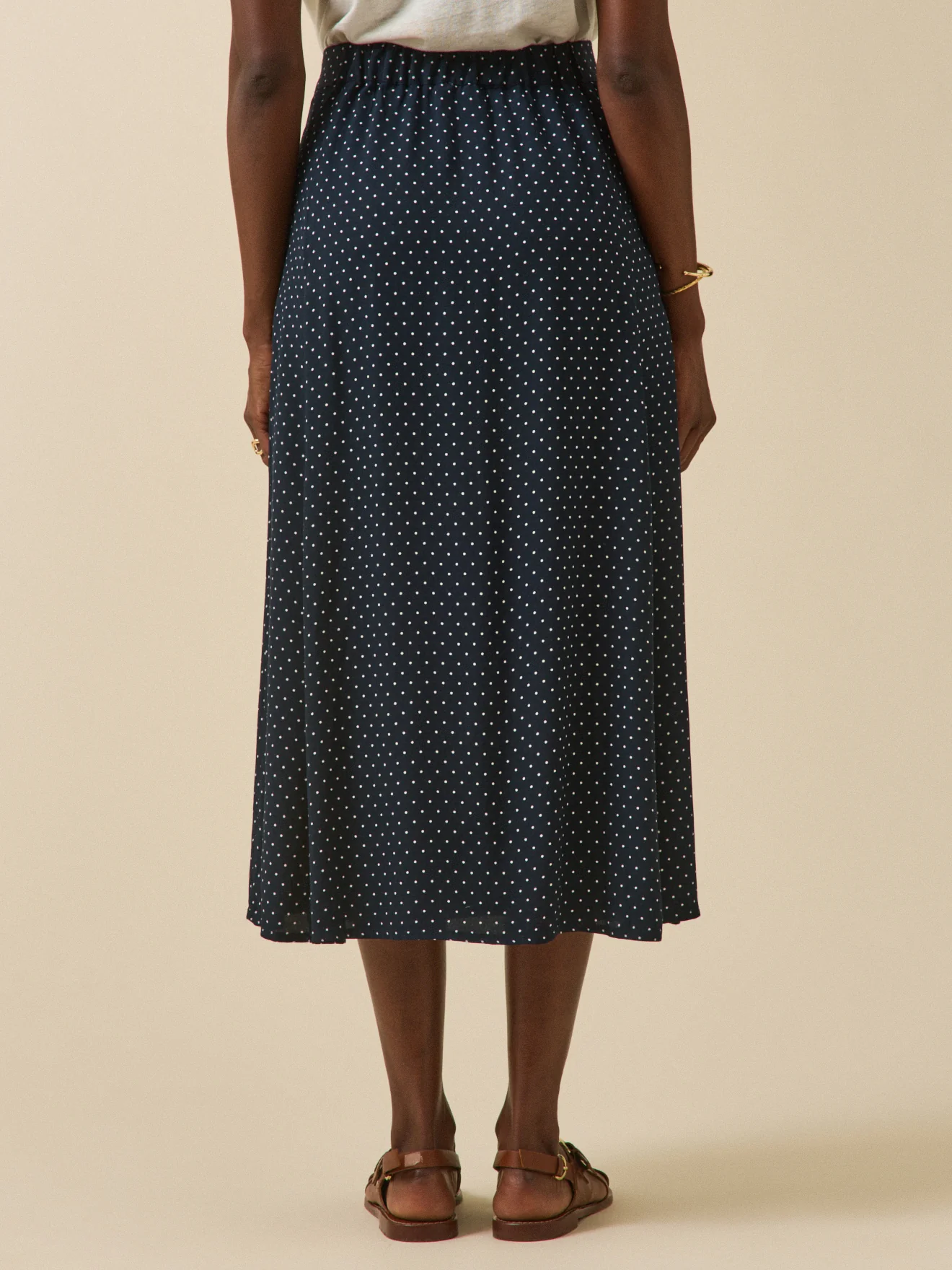 Jupe mi-longue femme viscose imprimé pois - Image 2