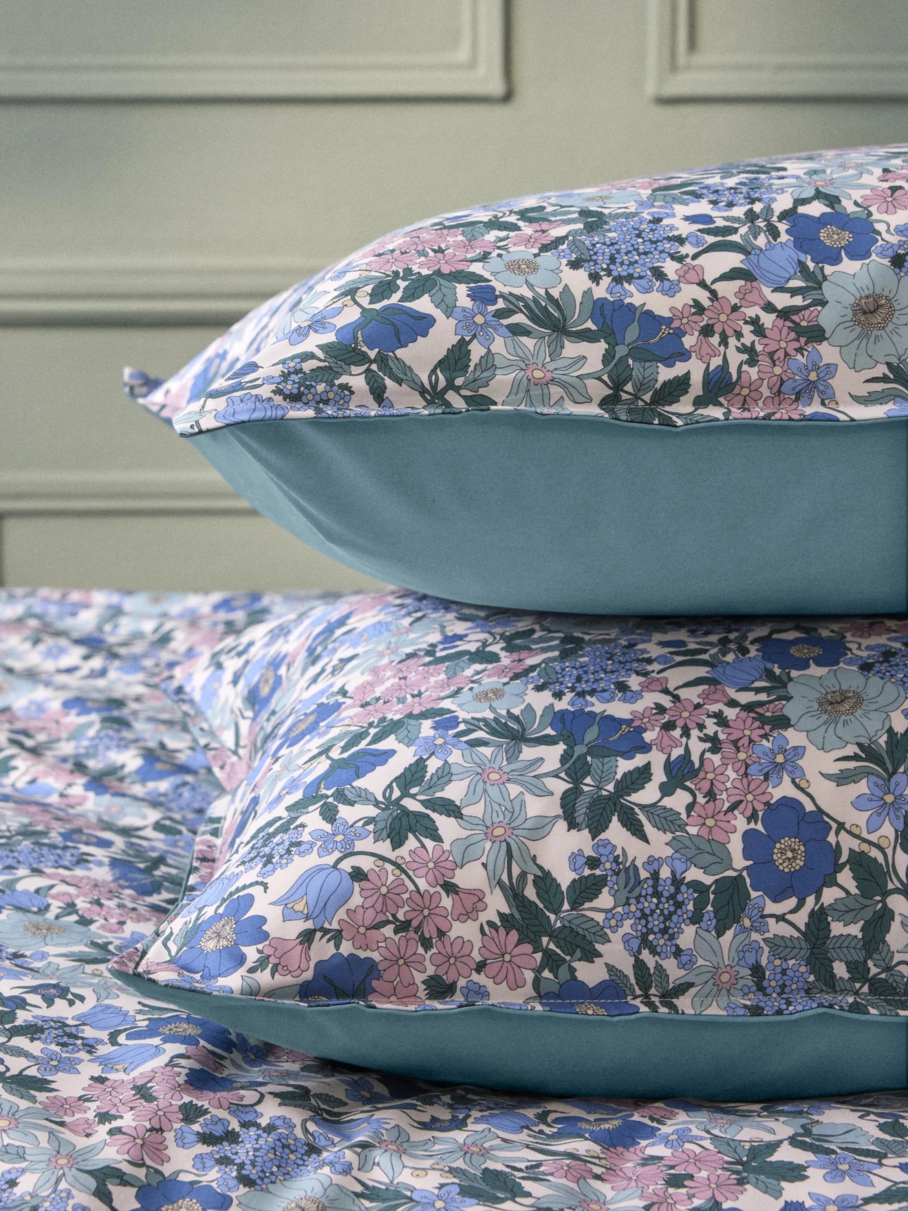 Taie d'oreiller percale de coton et tissu Liberty - Image 7