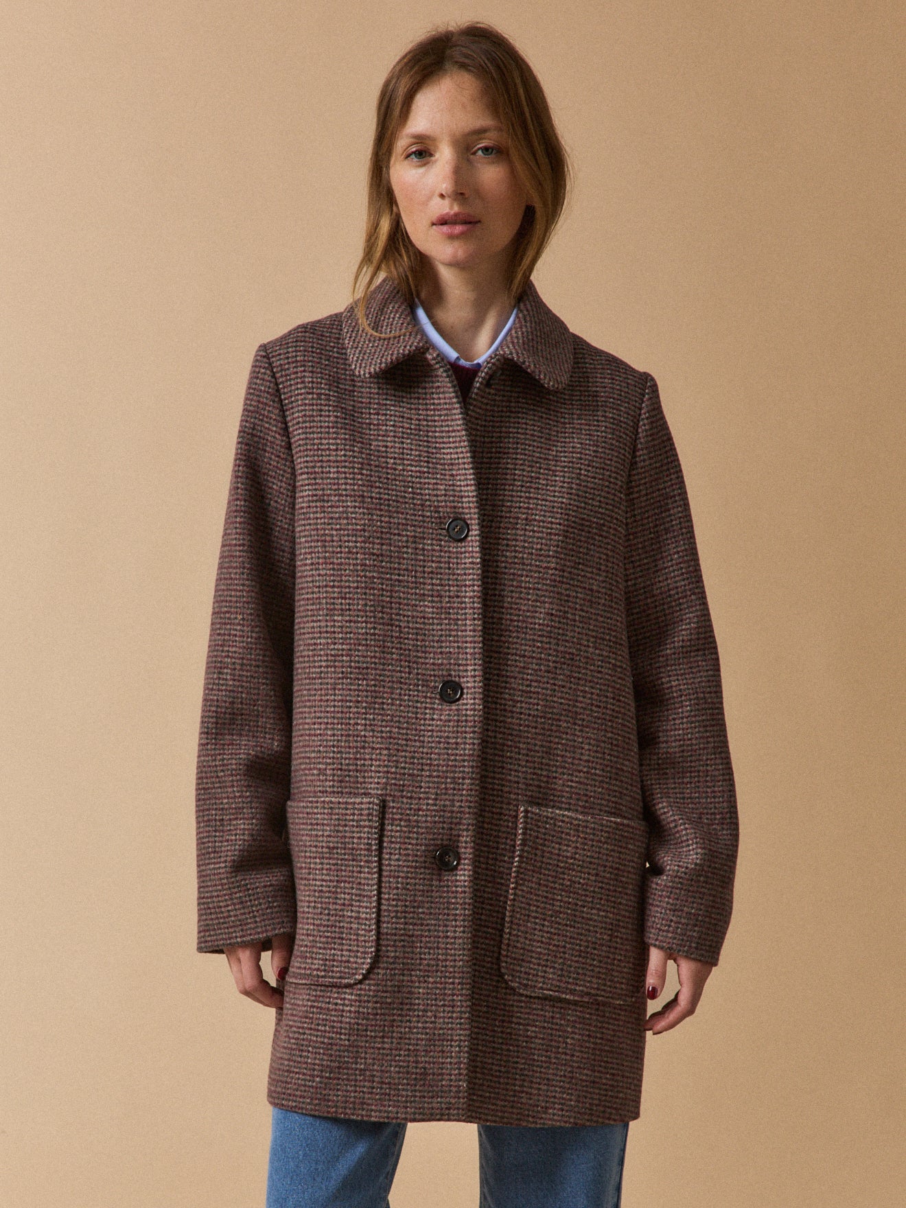 Manteau court lainage carreaux femme - Image 6