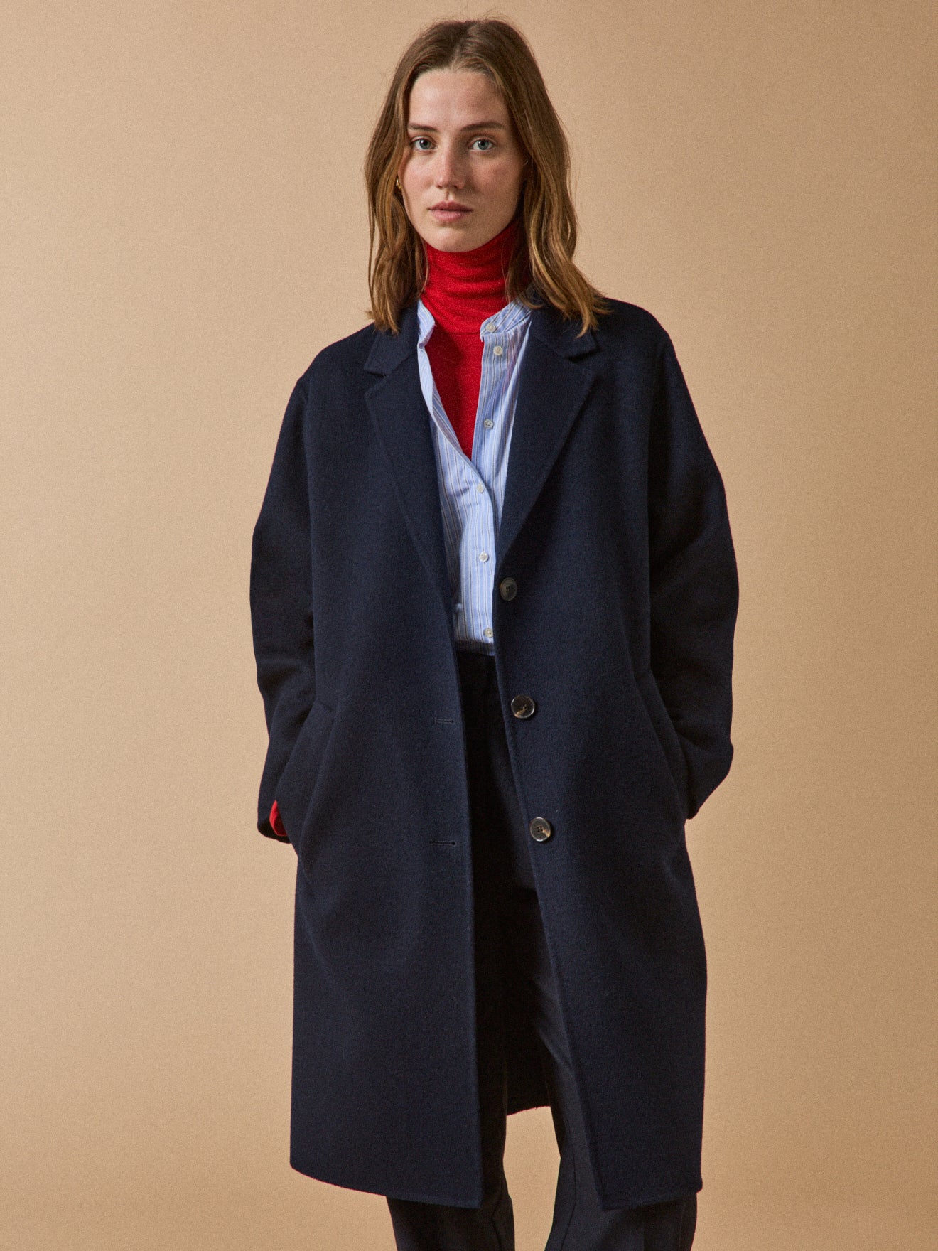 Manteau lainage double face femme