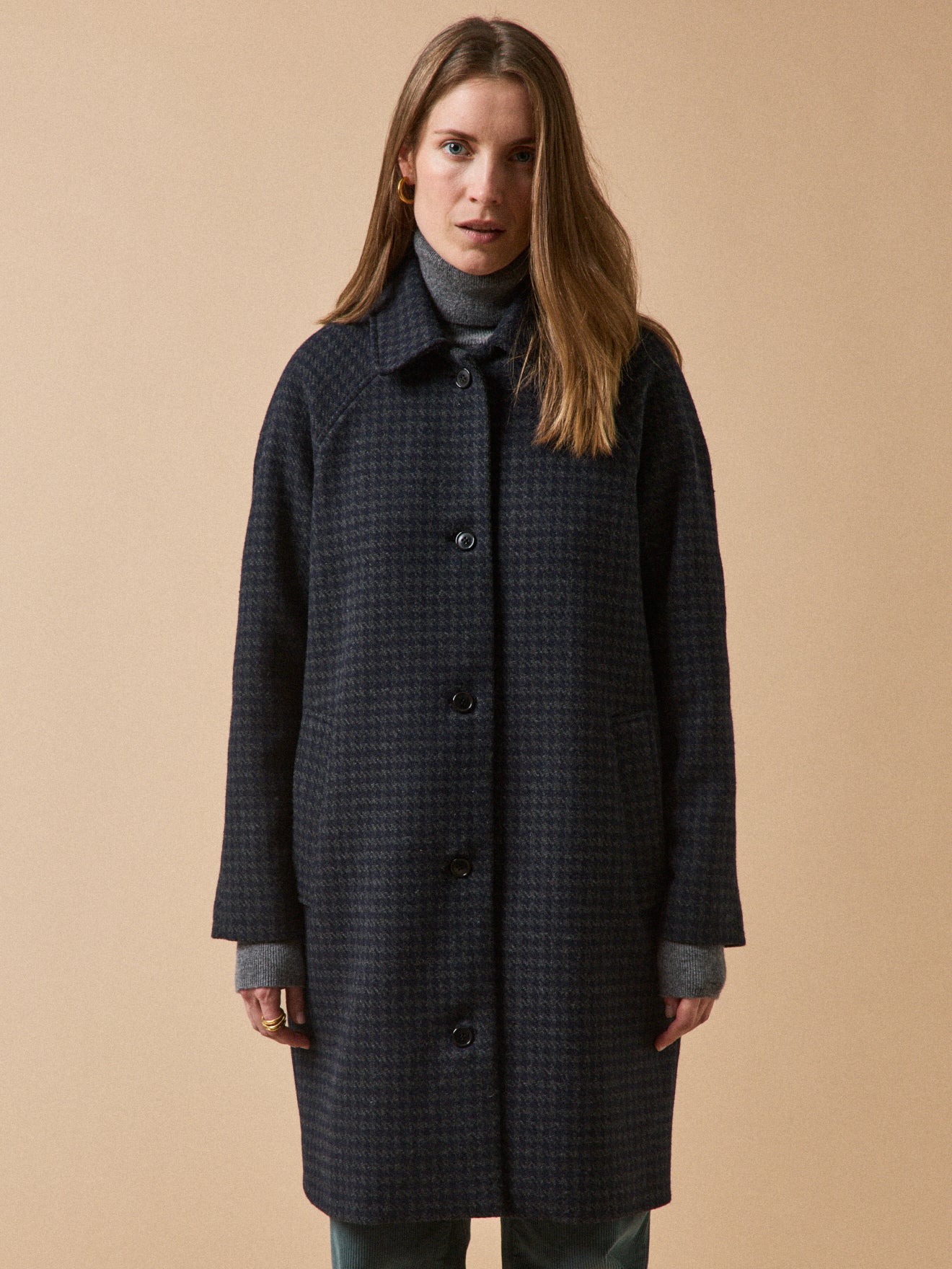 Manteau lainage pied de poule femme - Image 6