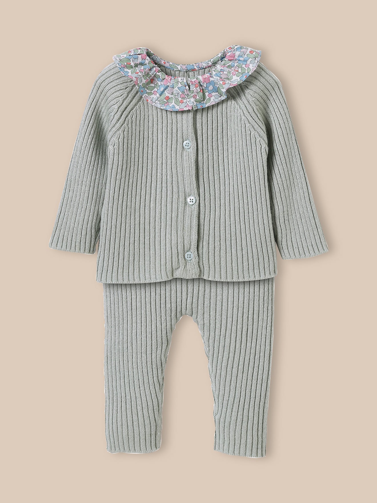 Ensemble en tricot Bébé col en tissu Liberty - Image 4