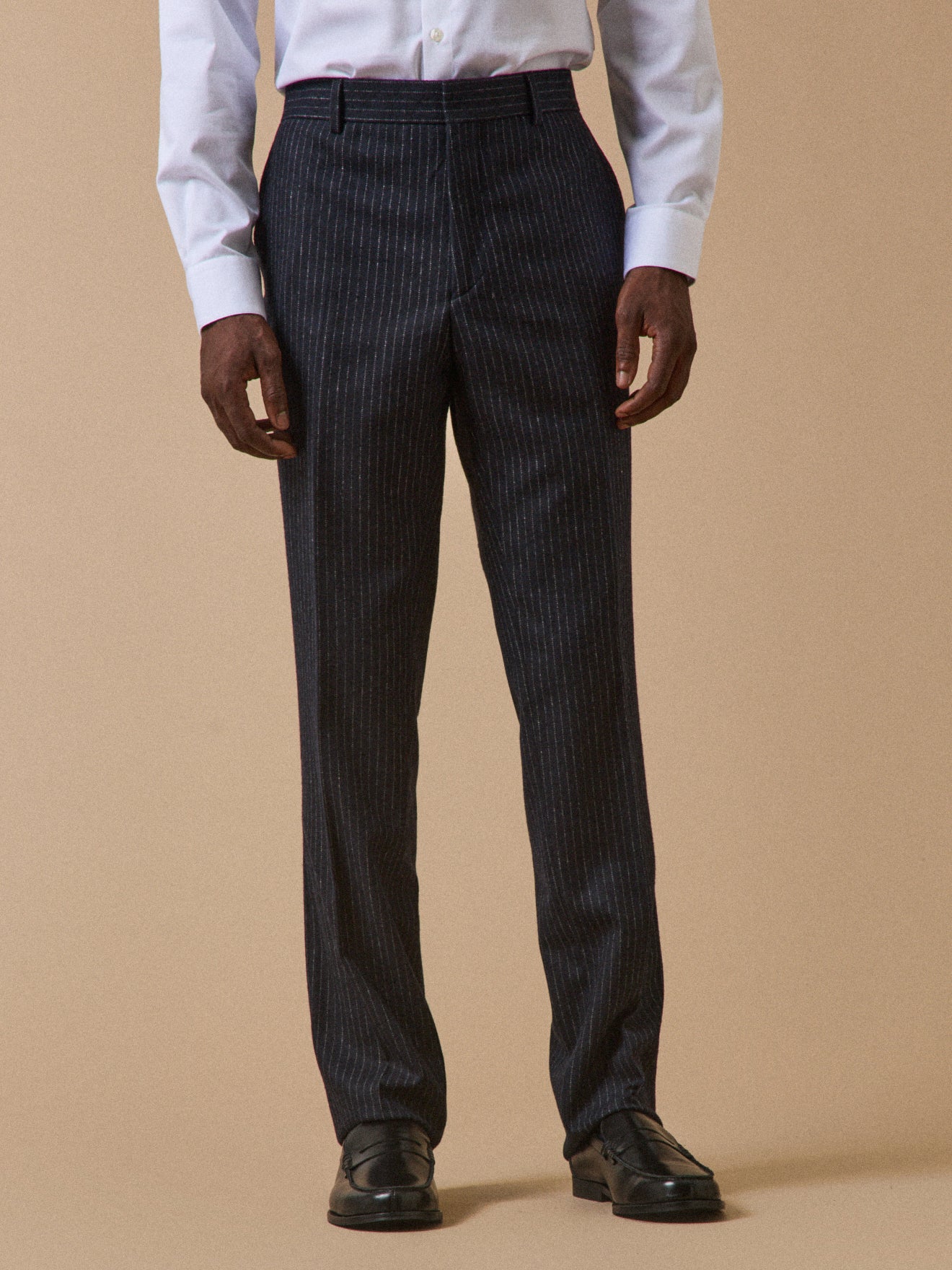 Pantalon de costume lainage rayé homme