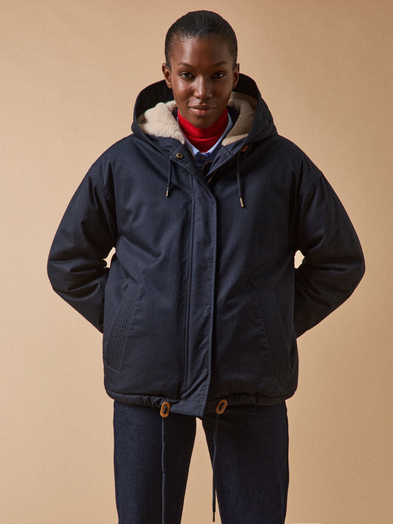 Parka courte femme doublée imitation fourrure - Image 5