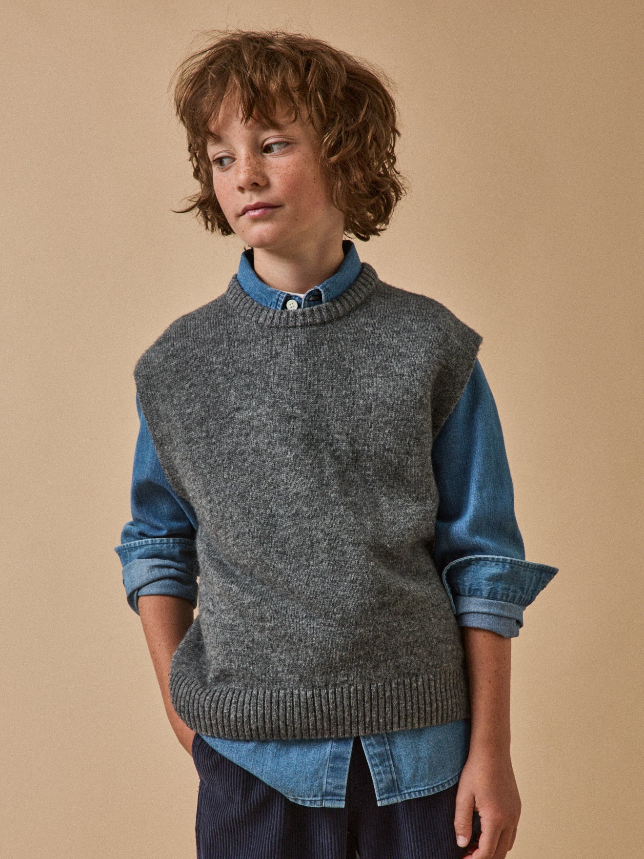 Pull sans manches en laine garçon