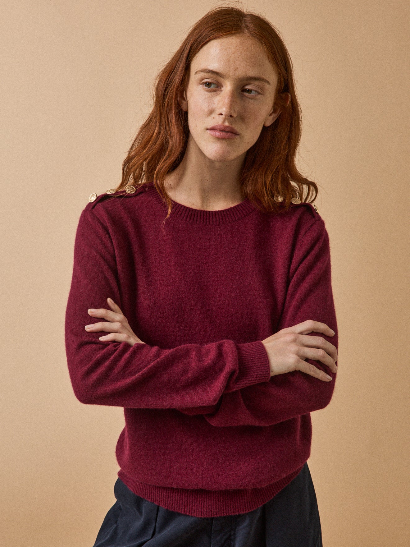 Pull épaules boutonnées femme - Collection Cachemire