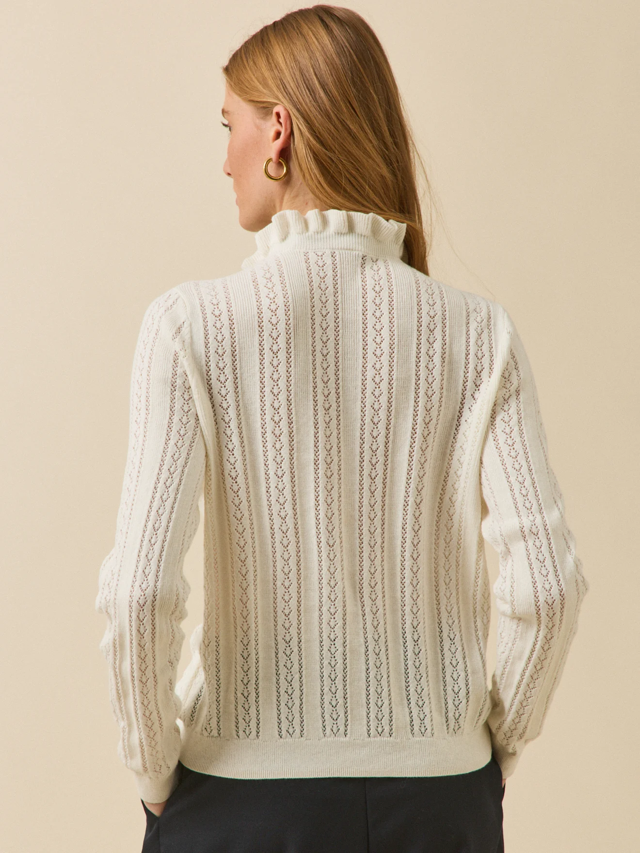 Pull col volanté femme coton biologique et cachemire - Image 2