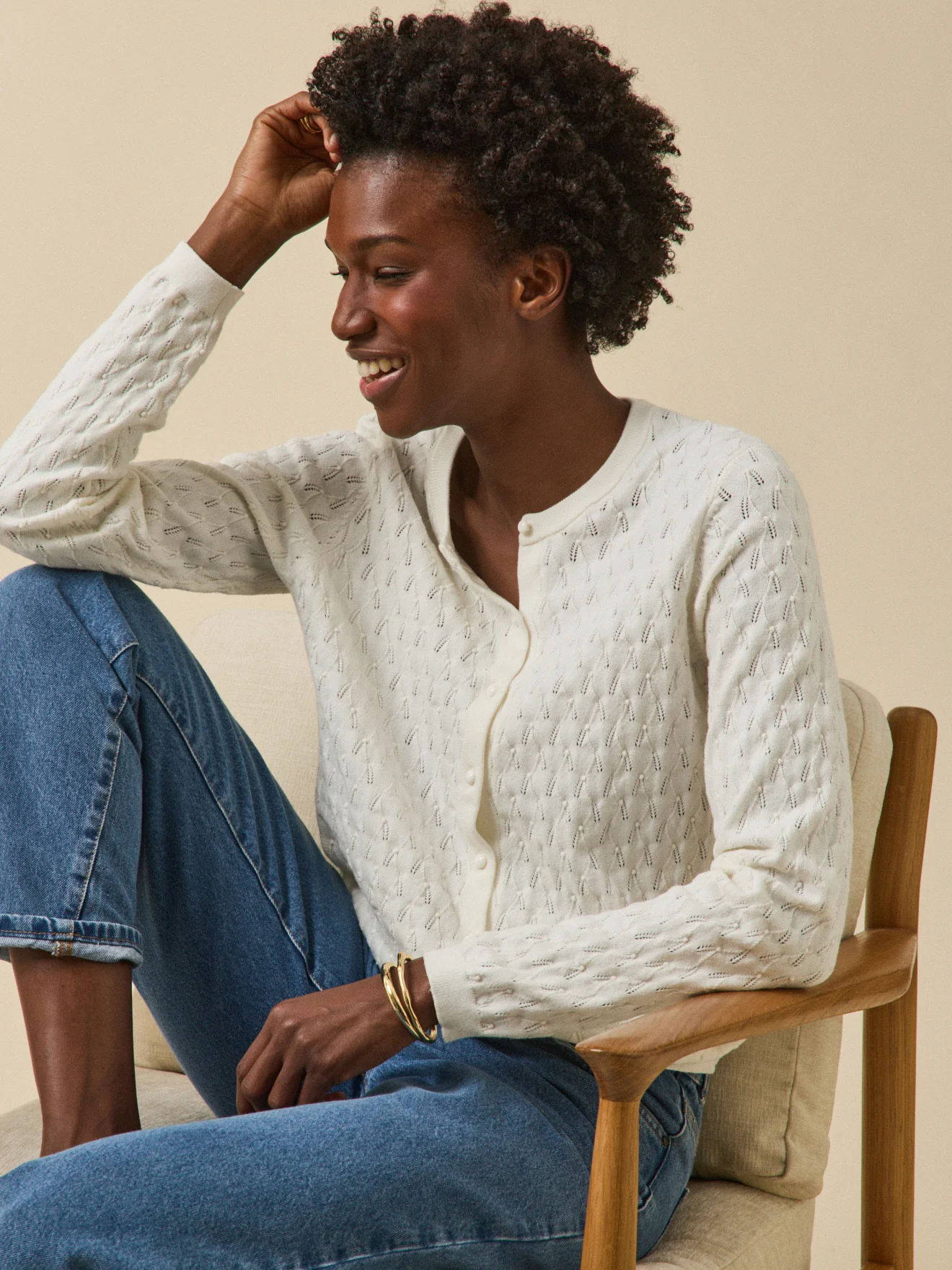 Gilet maille pointelle femme - Image 2