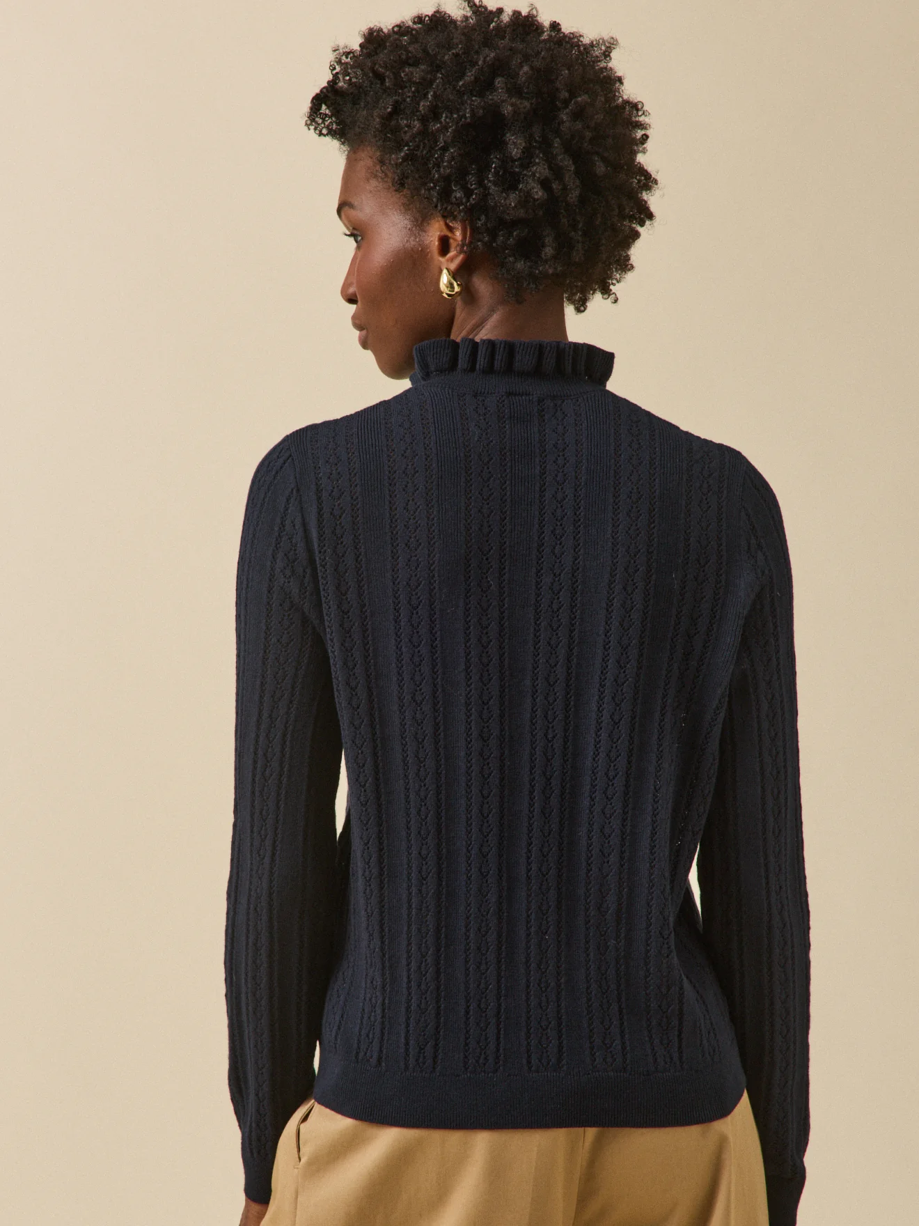 Pull col volanté femme coton biologique et cachemire - Image 2