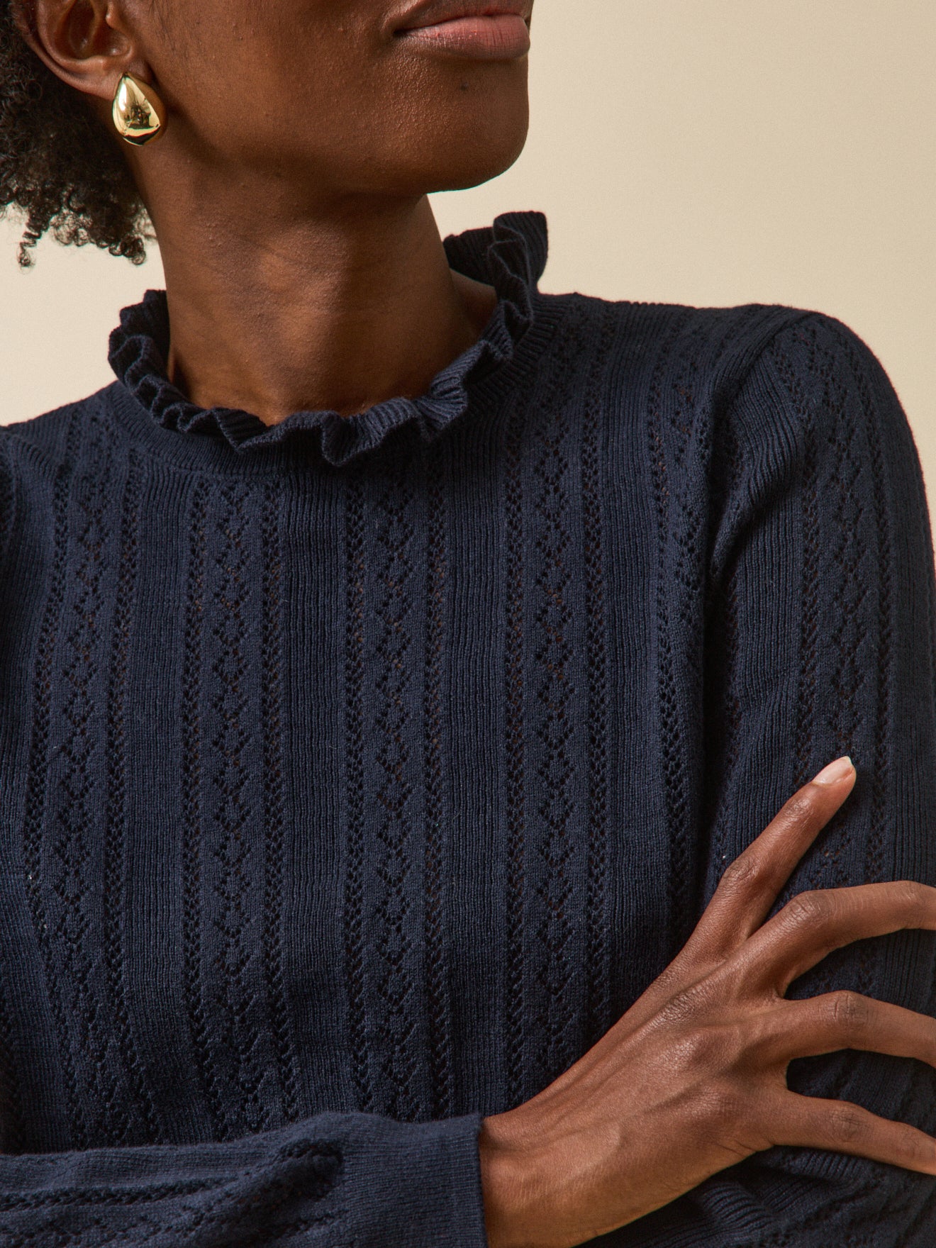 Pull col volanté femme coton biologique et cachemire - Image 3