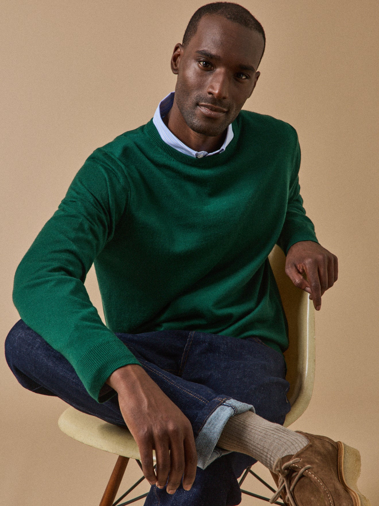 Pull fin col rond laine mérinos homme - Image 4