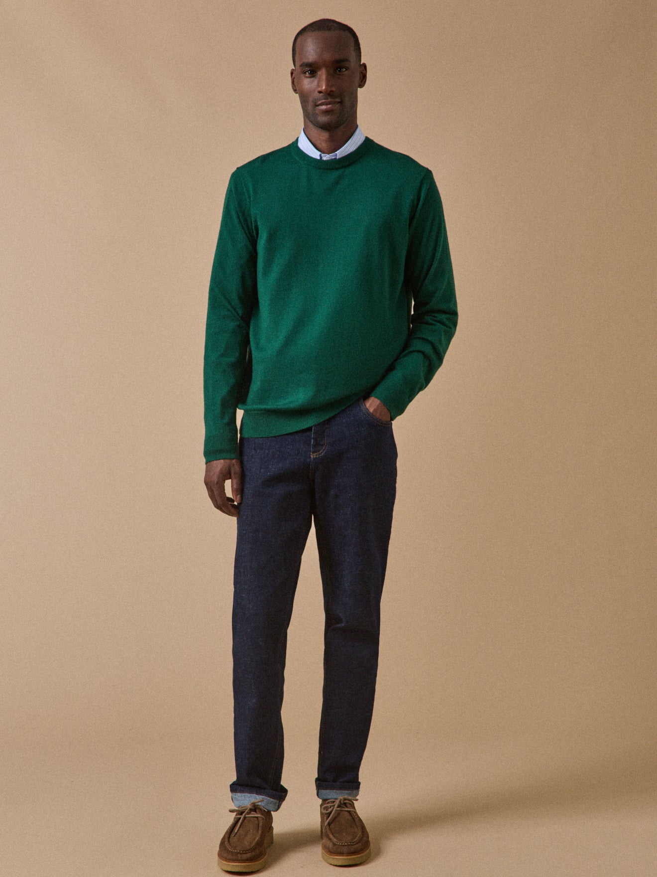 Pull fin col rond laine mérinos homme - Image 5