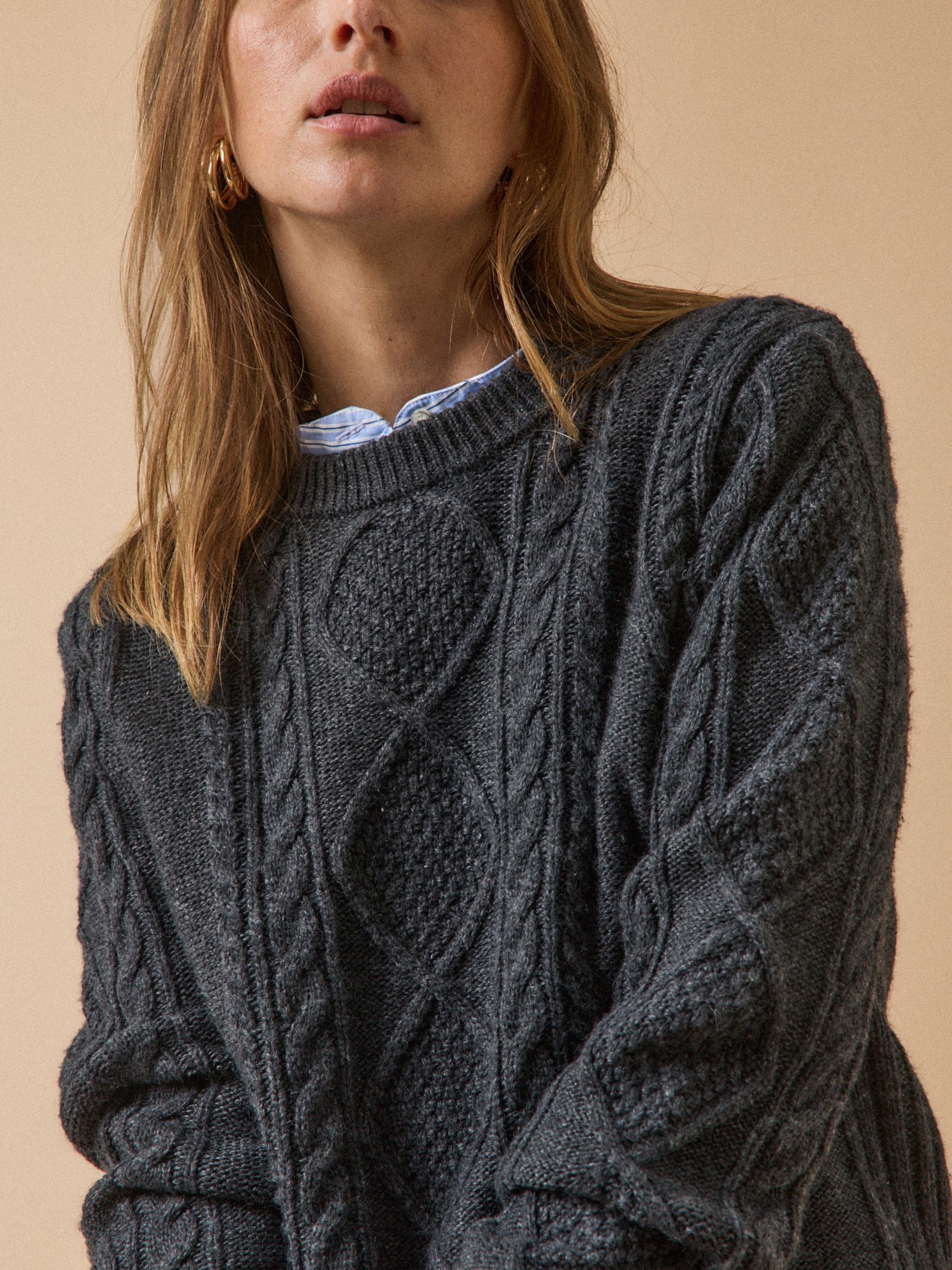 Pull torsades col rond femme - Image 4