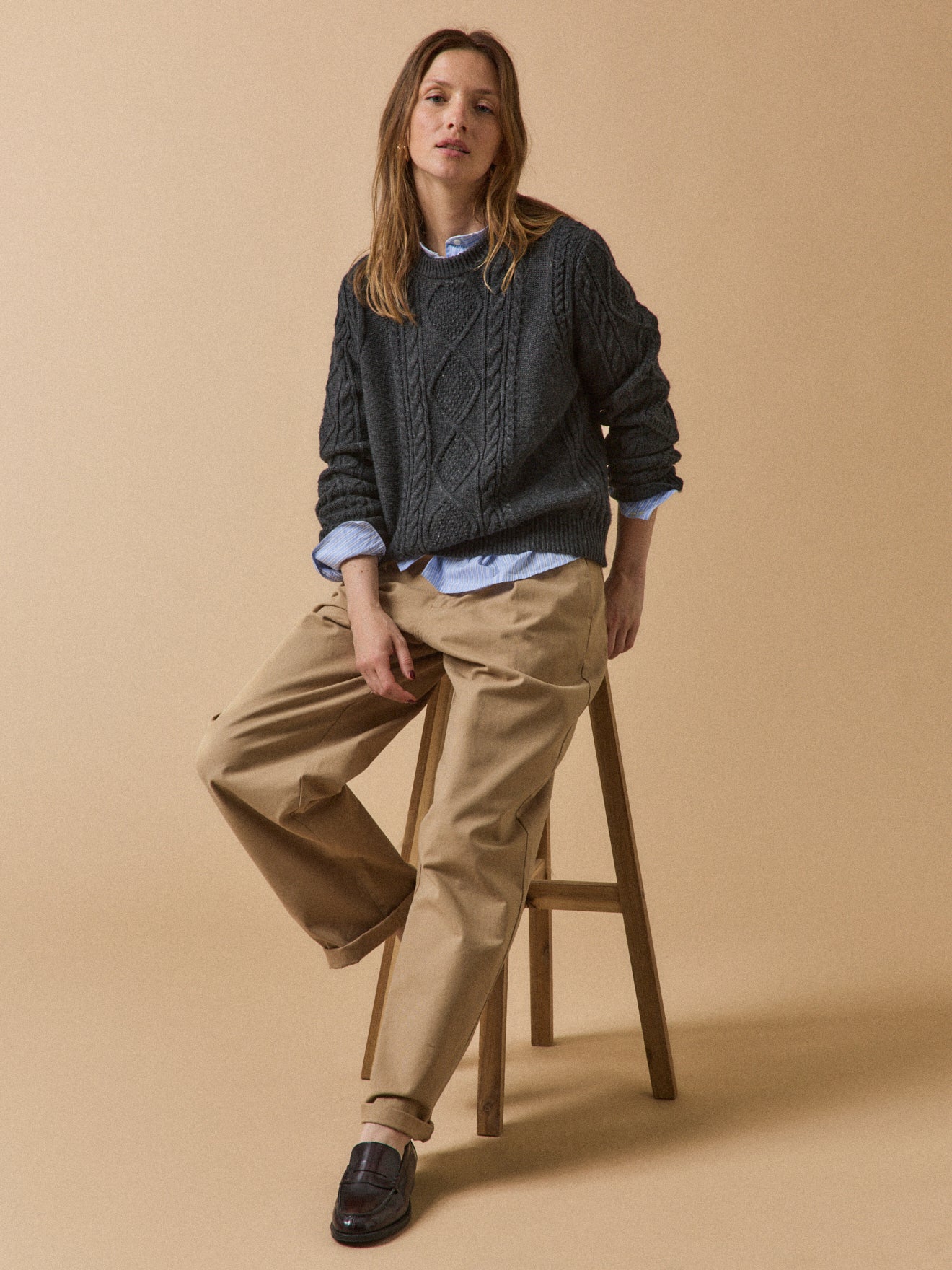 Pull torsades col rond femme - Image 6