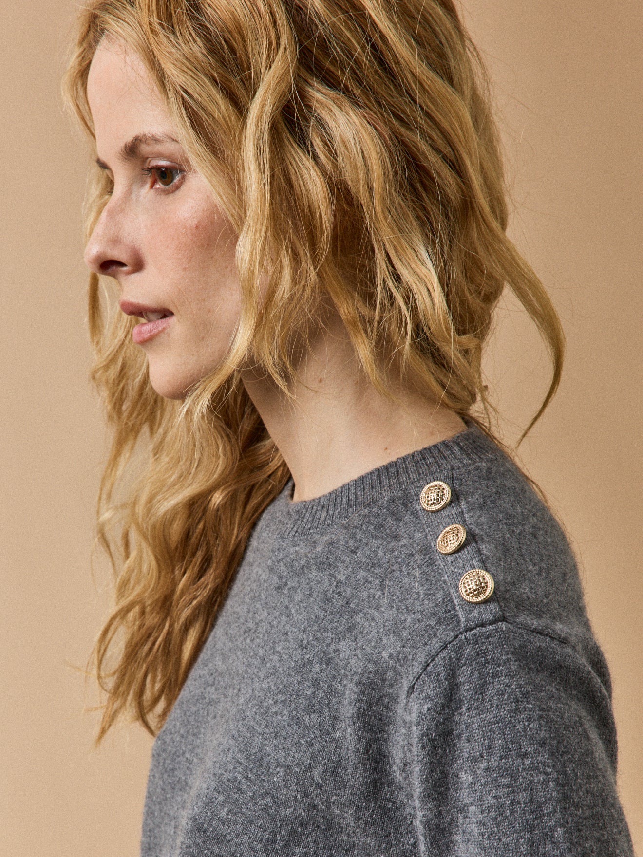 Pull épaules boutonnées femme - Collection Cachemire - Image 3