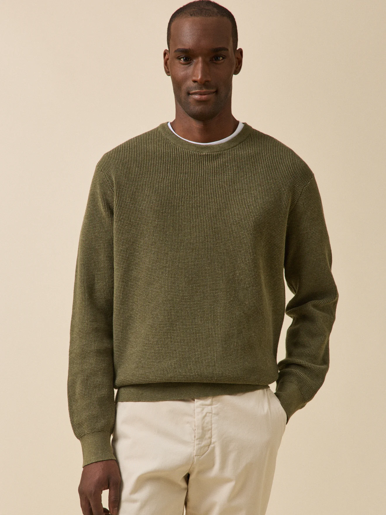 Pull maille gaufrée homme
