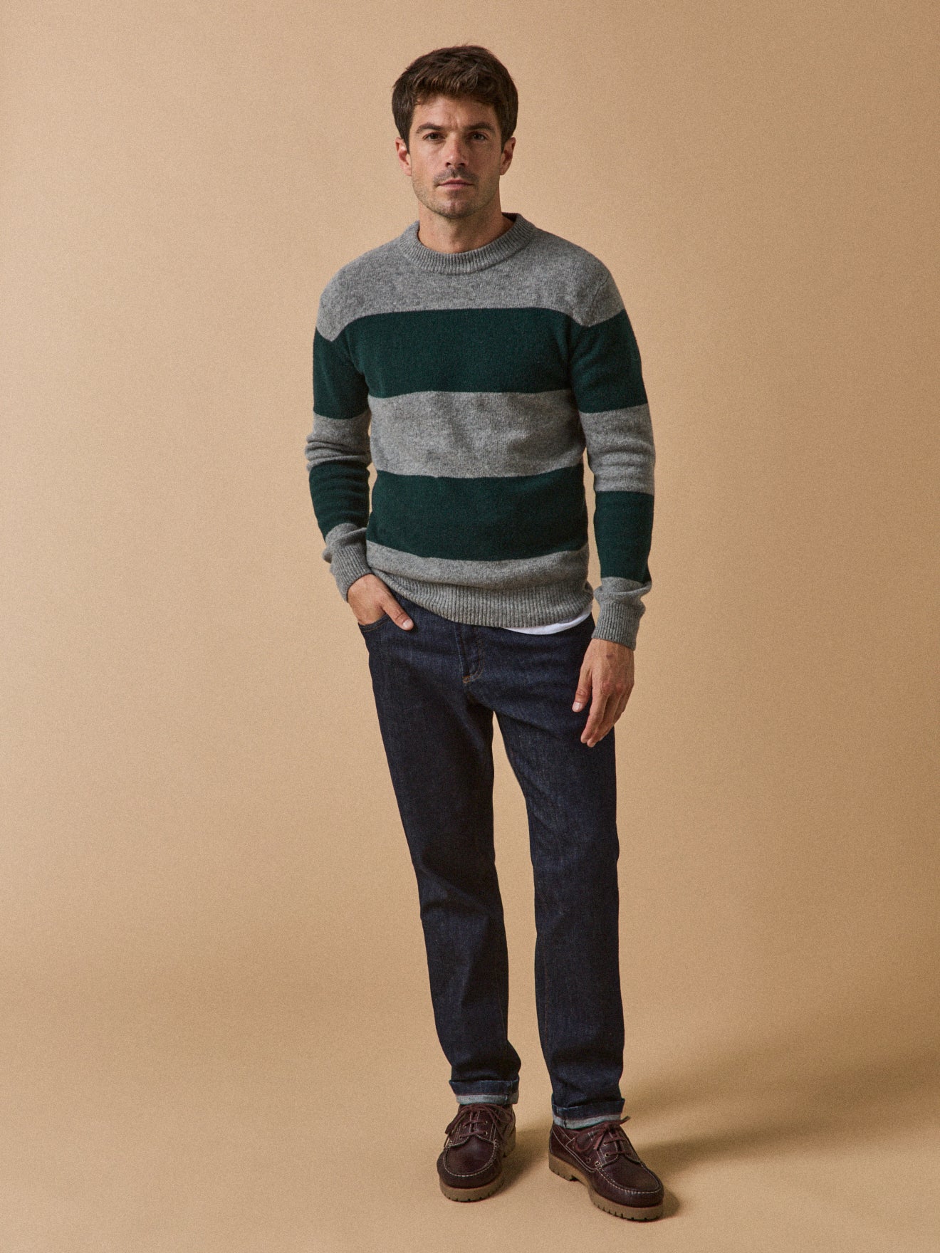 Pull rayé en laine majoritaire homme - Image 5