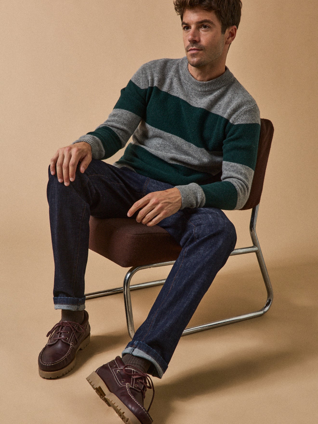 Pull rayé en laine majoritaire homme - Image 7