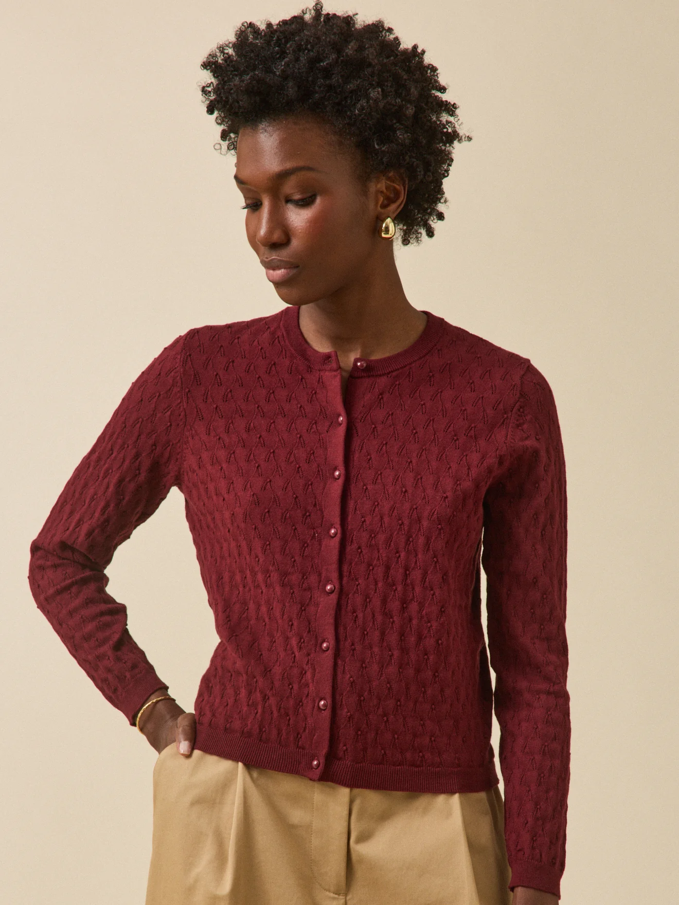 Gilet maille pointelle femme
