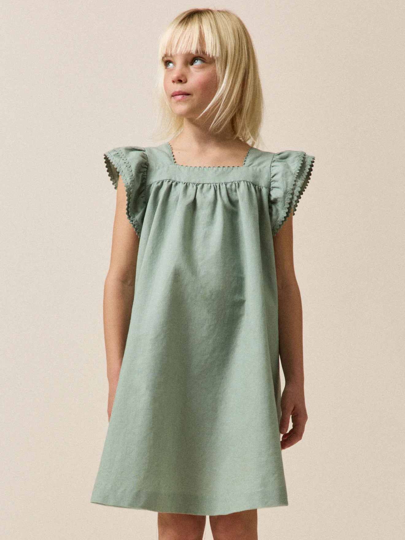 Robe Clémence Fille lin et coton - Collection Fêtes et Mariages