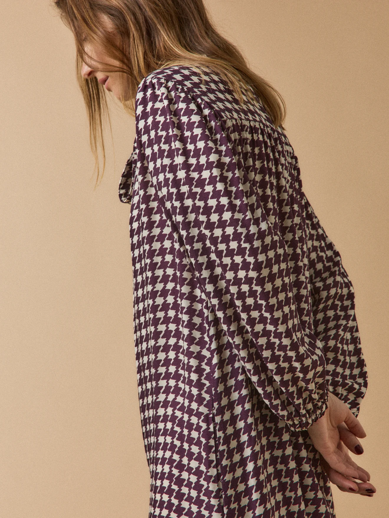 Robe courte femme imprimé pied-de-coq - Image 7