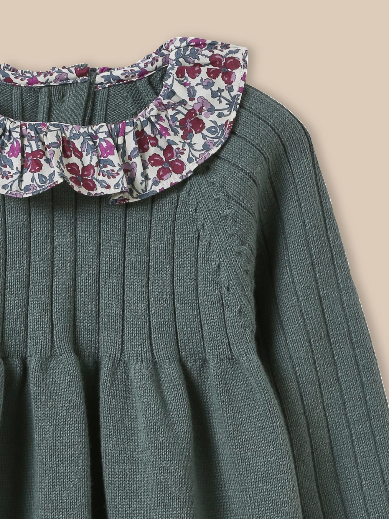 Robe en tricot col en tissu Liberty Bébé - Image 3