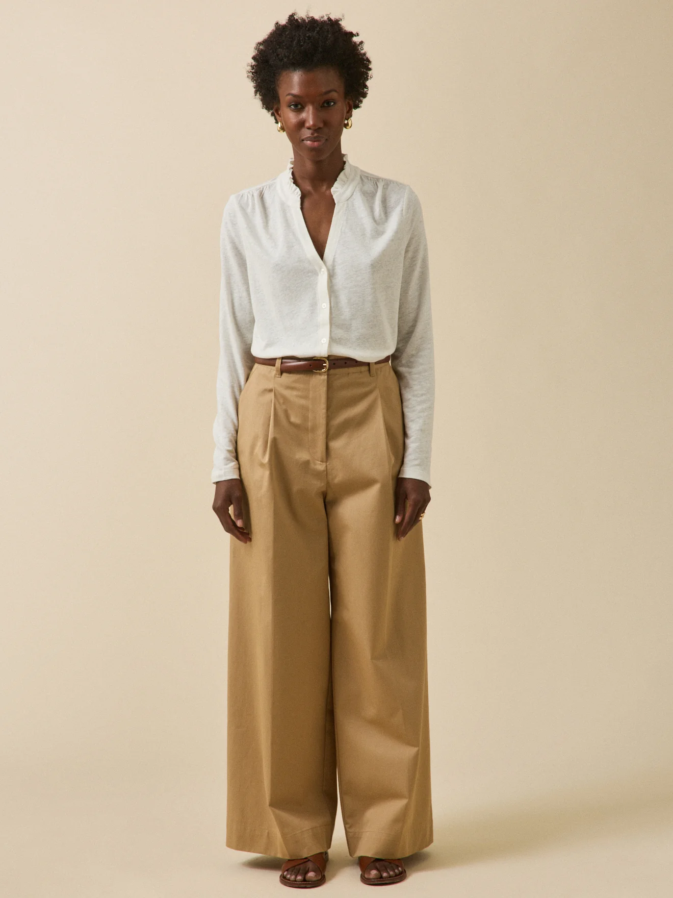 T-shirt boutonné lin et viscose femme - Image 4