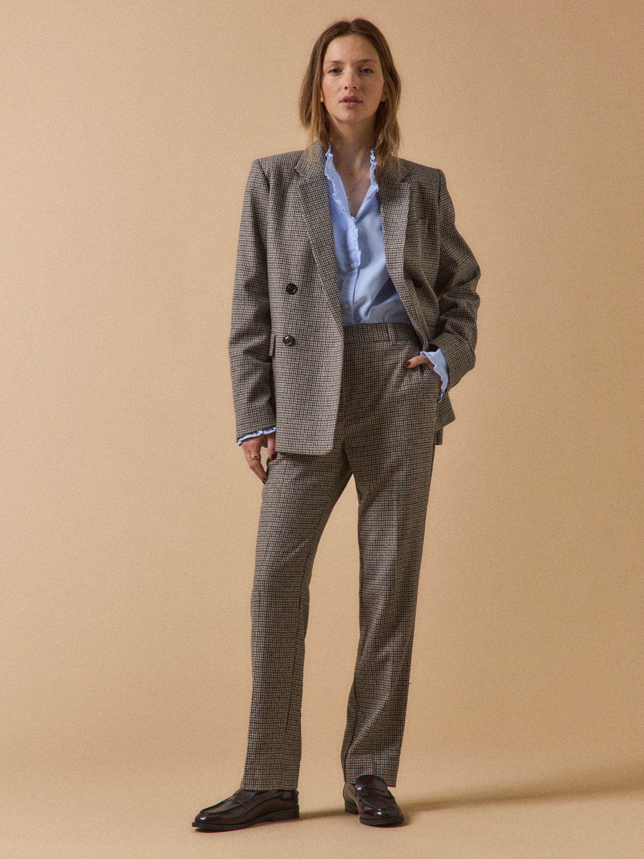 Veste tailleur lainage mini carreaux femme - Image 6